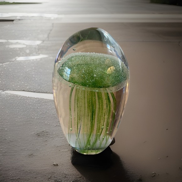 Unmarked Other - Vintage‎ Art Glass Jellyfish Paperweight Sculpture Glows Under UV Murano?